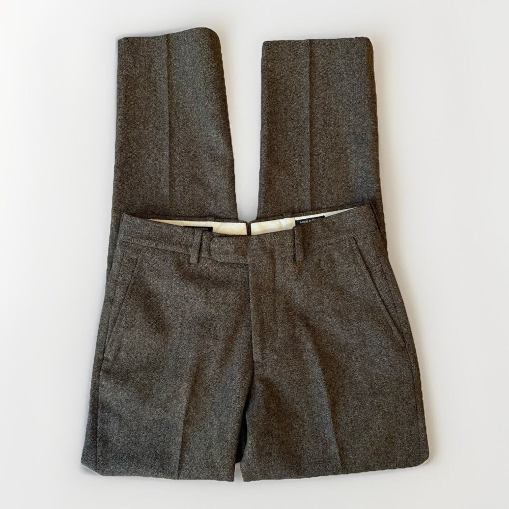 Epaulet Wool Pants 27 Brown Made in USA Brooklyn NYC Dress Minimalist `